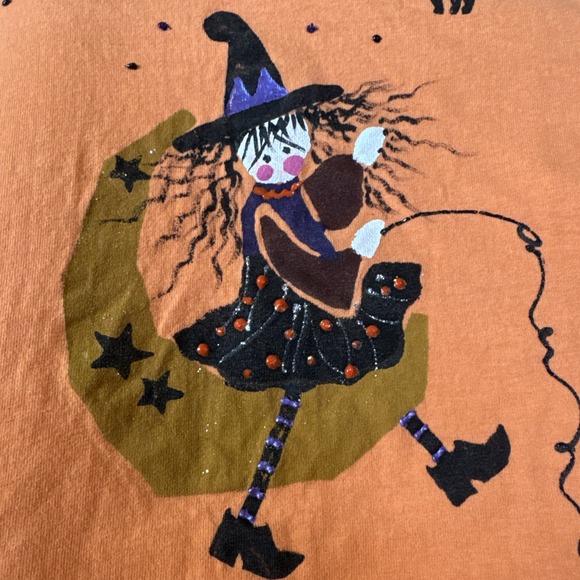 Viva‎ Shirt Women's Size XL Vintage 90s Halloween Witch Made In Orange Ca. - Picture 5 of 7